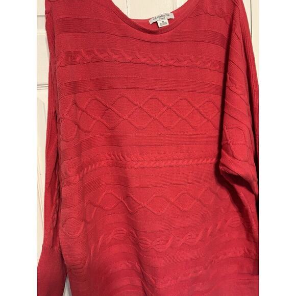 Liz Claiborne Sweater Top Women's Plus Size 3X Pink Knit Cable Batwing Sleeves - Picture 3 of 7